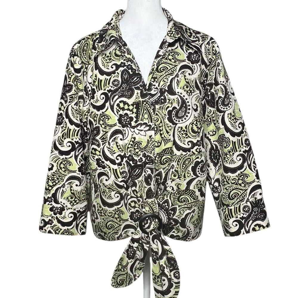 Silkland Y2K Silk Paisley Jacket Blouse 12 Collar Tie Buckle Retro Top